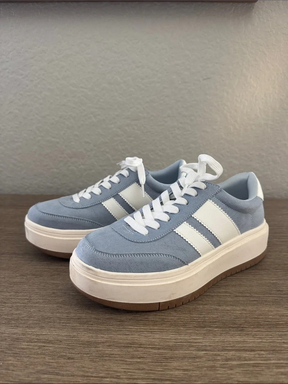 Madden Girl Powder Blue and White Platform Sneakers